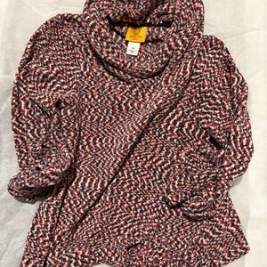 Ruby Rd. Petite Medium Multi-Color Cowl Neck Tie-Front Sweater